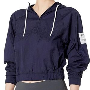 Spalding Women's Retro Popover Hoodie Sportswear Athleisure Navy Blue Size Large